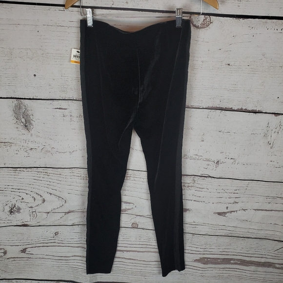 Black Leggings Faux Velvet Stretch Ankle Pants - Picture 3 of 6